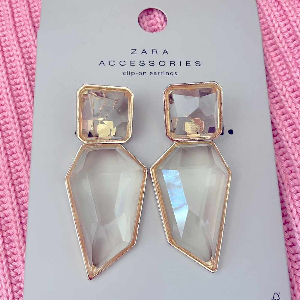Zara asymmetrical see through earrings